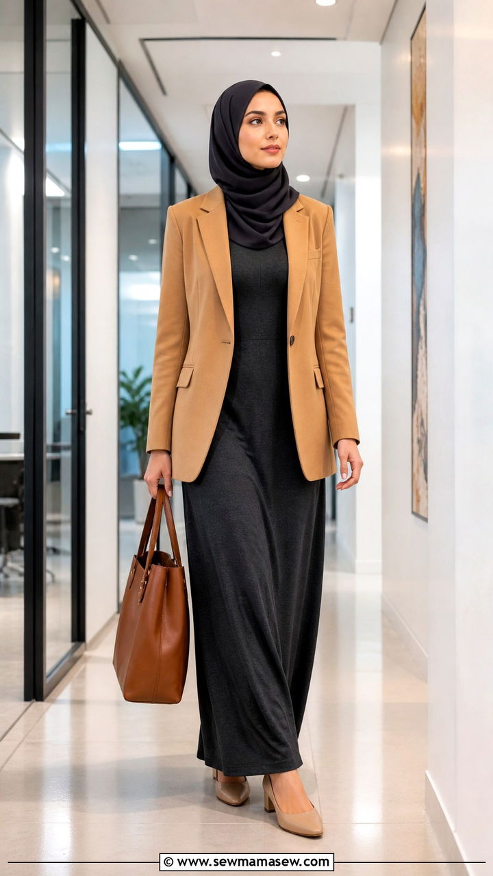 Blazer Over Maxi Dress Ramadan Work Outfit - 40 Ramadan outfit ideas