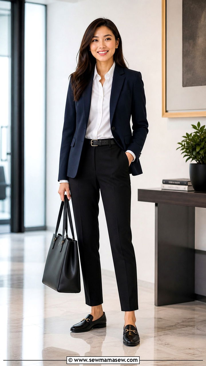 Blazer With A Button Down Shirt And Tapered Trousers - 40 blazer outfits