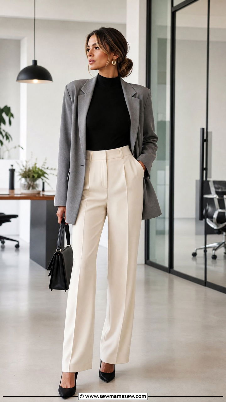 Blazer With Bodysuit And Trousers - 25 How to style a blazer for work