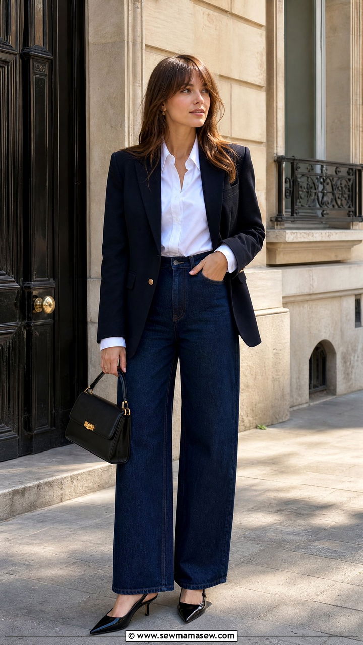 Blazer With Button Down And Jeans Outfit - 30 French girl outfit ideas with jeans