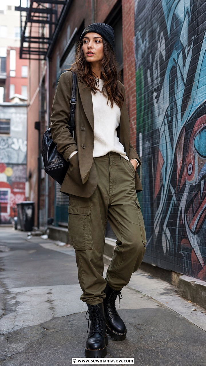 Blazer With Cargo Pants And Chunky Boots - 35 How to style a blazer