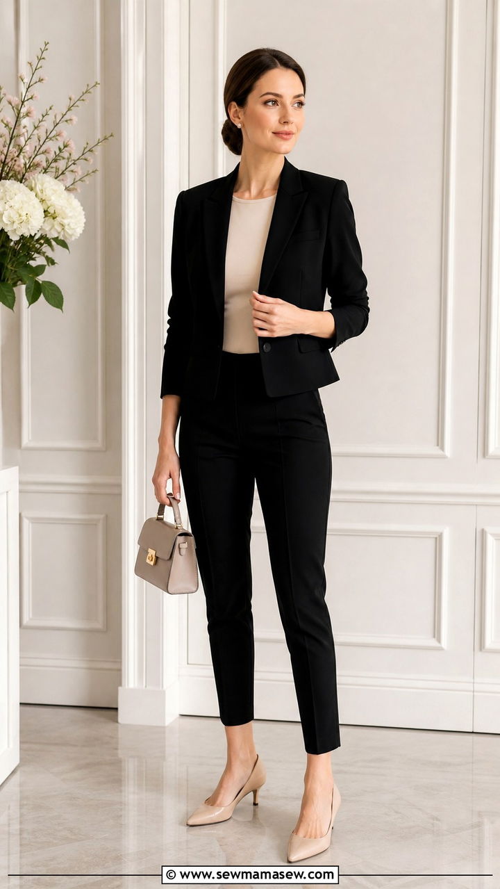 Blazer With Cigarette Pants And Kitten Heels - 40 blazer outfits