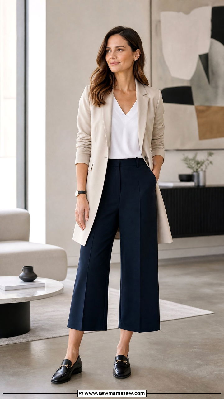 Blazer With Culottes Spring Look For Belly - 20 spring outfits for women with tummy