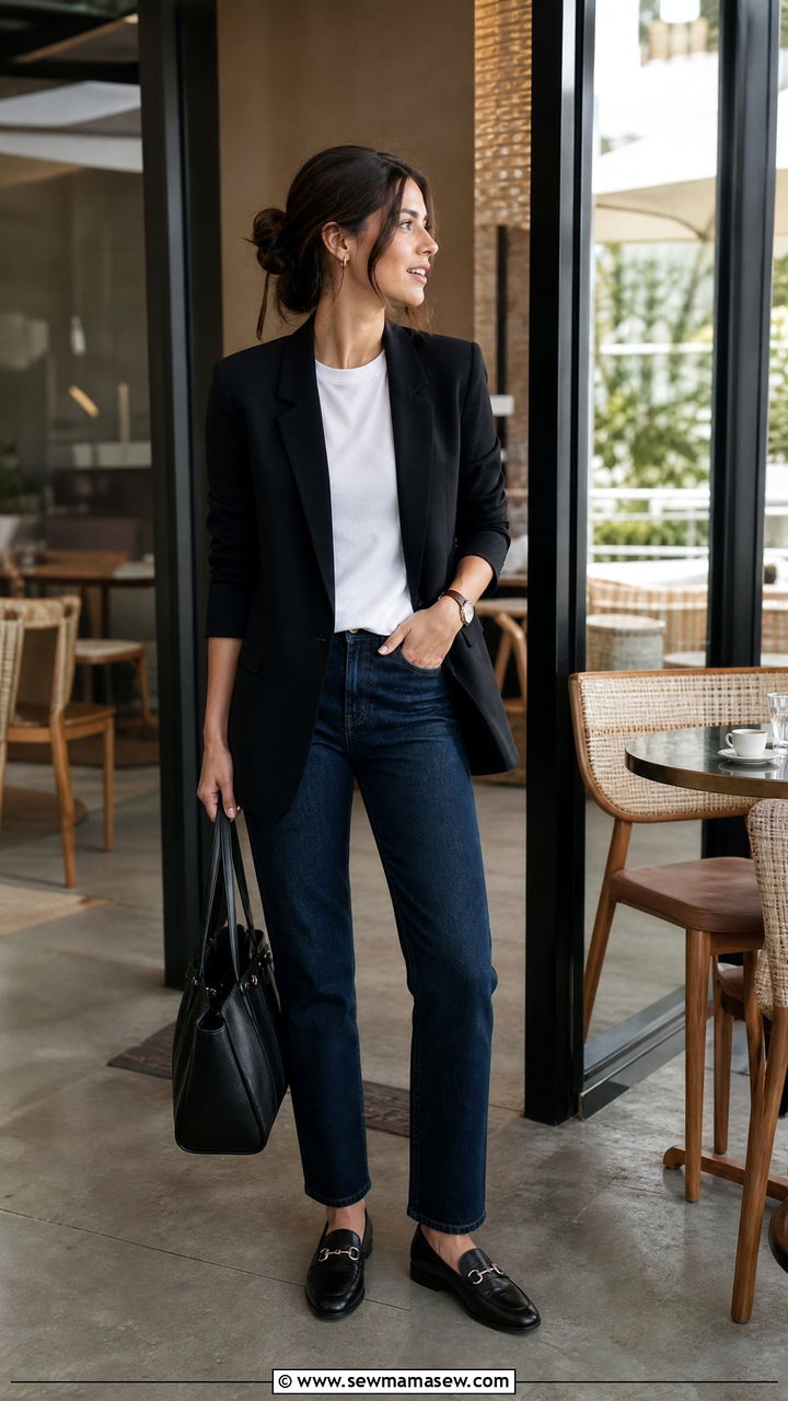 Blazer With Dark Jeans Client Meeting Look - 30 Client meeting outfit ideas