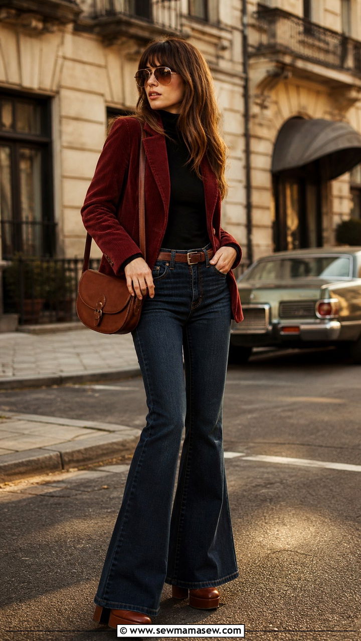 Blazer With Flared Jeans Outfit - 40 blazer outfits ideas