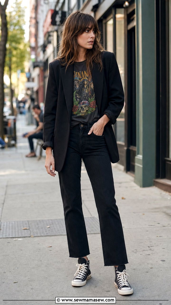 Blazer With Graphic Tee And Jeans Outfit - 35 blazer outfits aesthetic