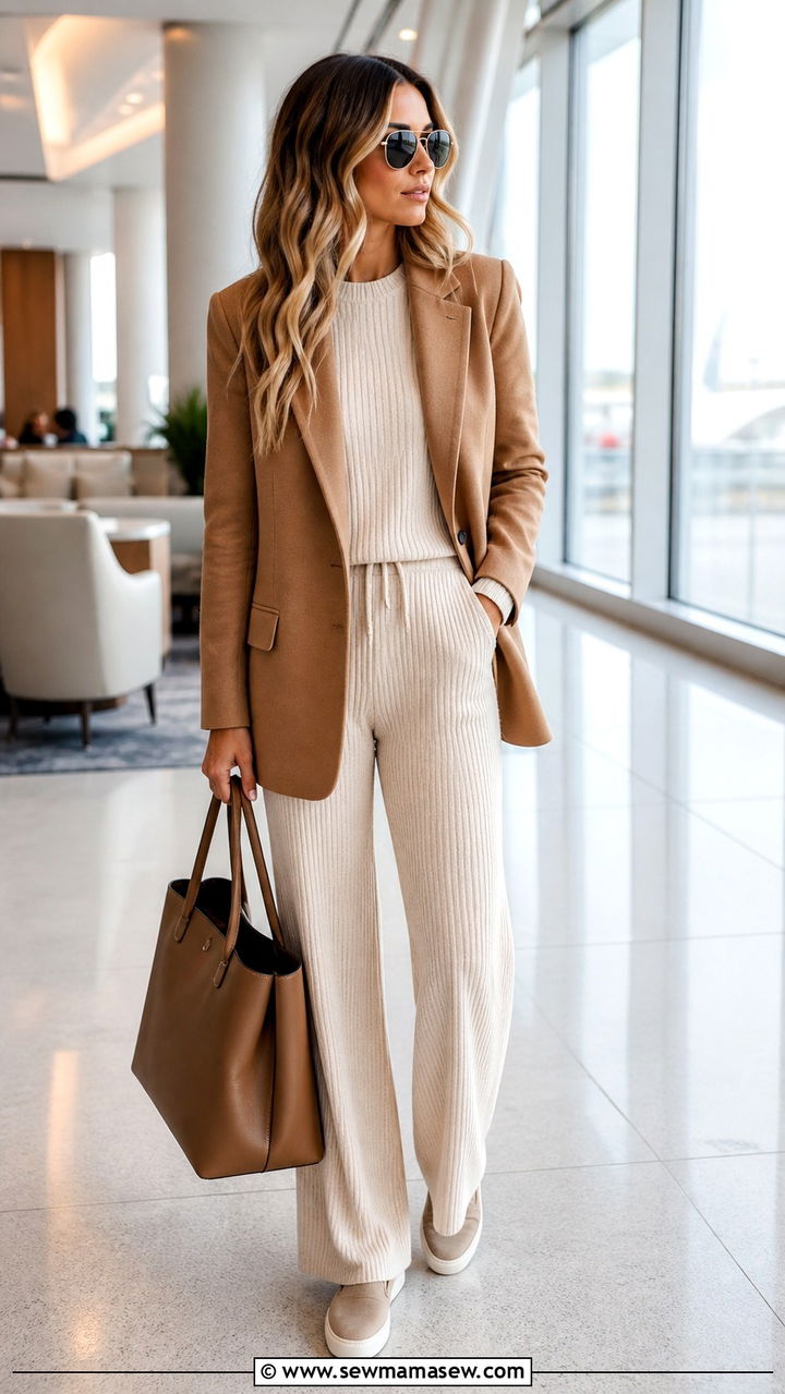 Blazer With Matching Knit Set Airport Look - 20 How to style a blazer for travel
