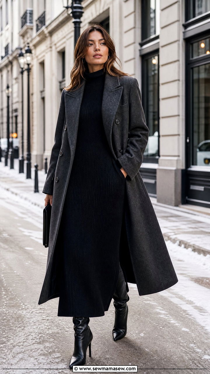Blazer With Maxi Dress And Knee High Boots For Winter - 30 Maxi dress outfit ideas with a blazer