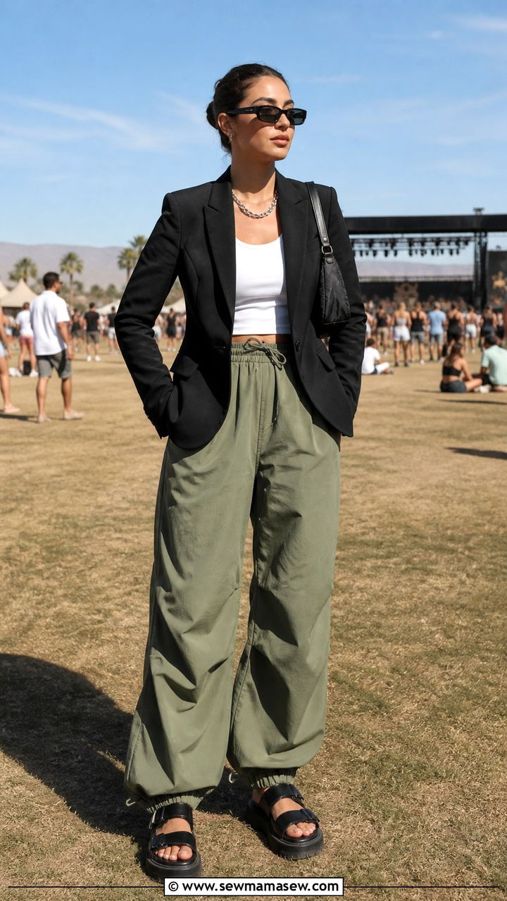 Blazer With Parachute Pants Outfit - 40 blazer outfits ideas