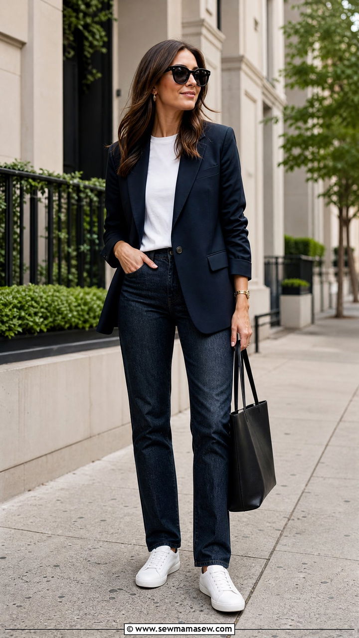 Blazer With Straight Leg Jeans Outfit - 30 classy transitional outfits