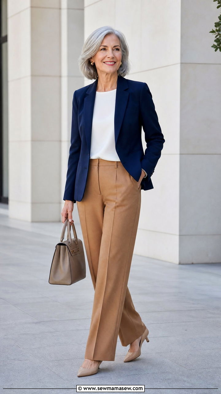 Blazer With Tailored Trousers - 30 Modest outfits for women over 50
