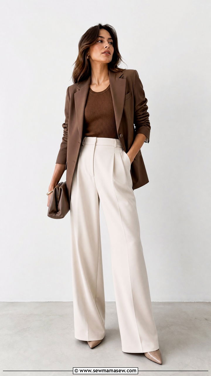 Blazer With Wide Leg Pants Outfit - 25 How to style a blazer for work