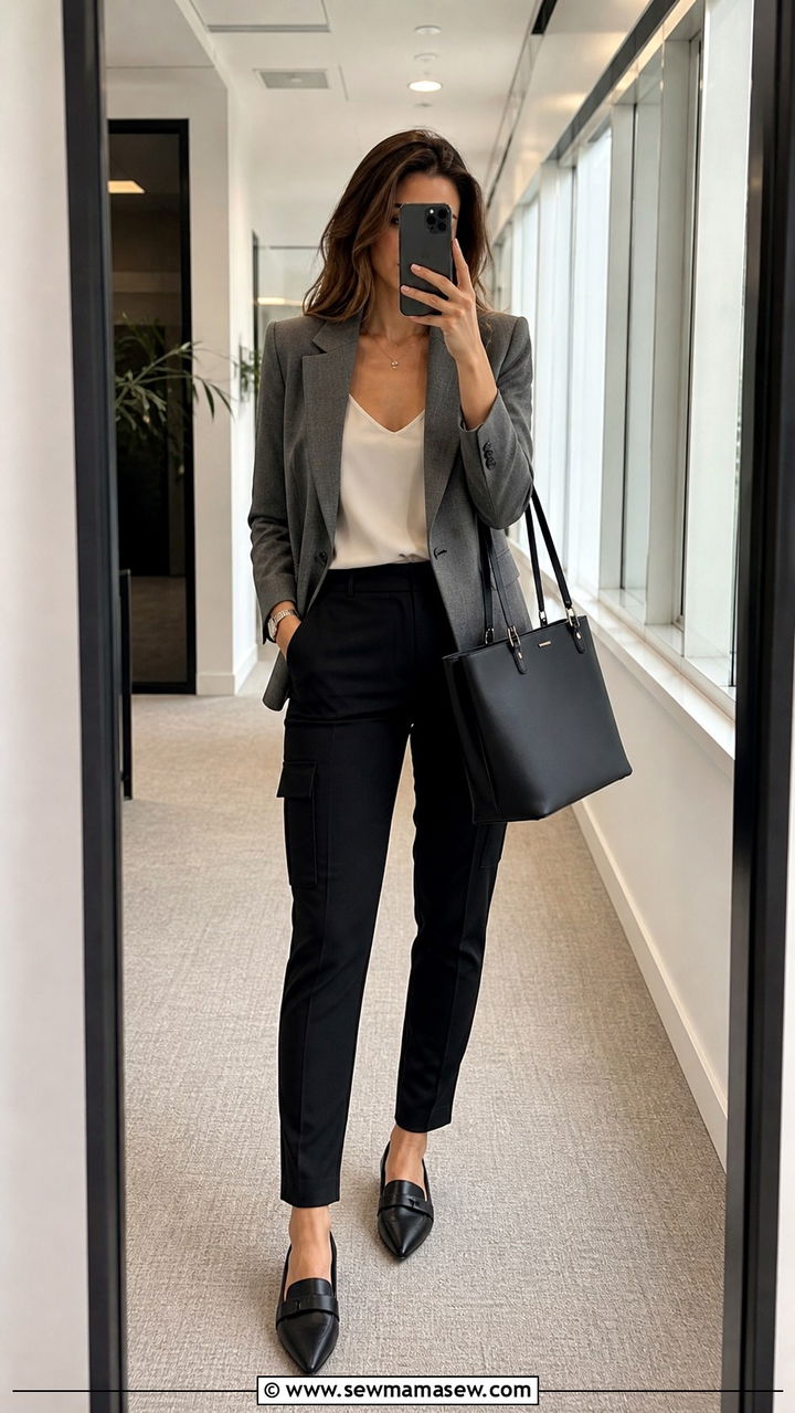 Blazer and Cargo Pants Outfit for Work - 40 cargo pants outfits ideas