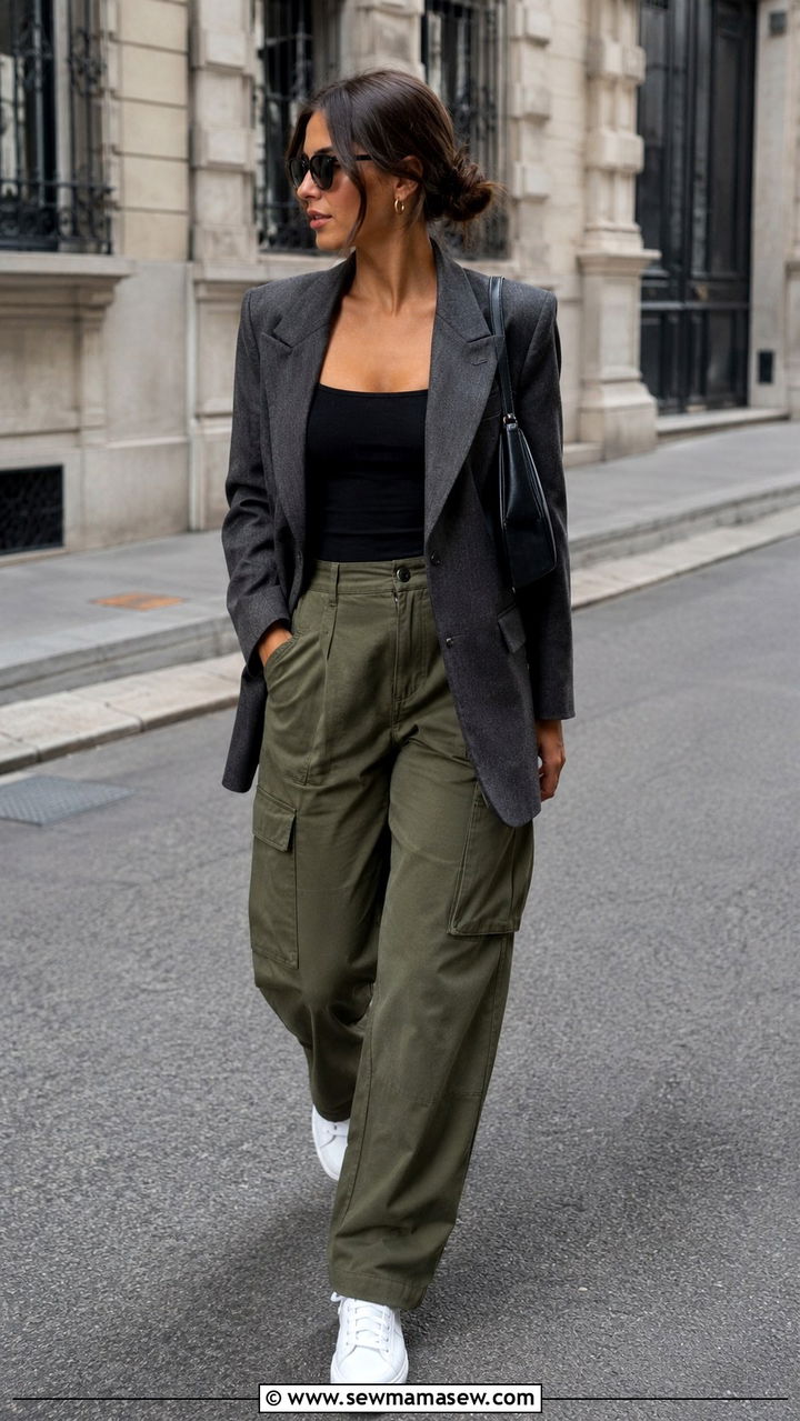 Blazer and Cargo Pants Outfit - 25 blazer outfits inspo