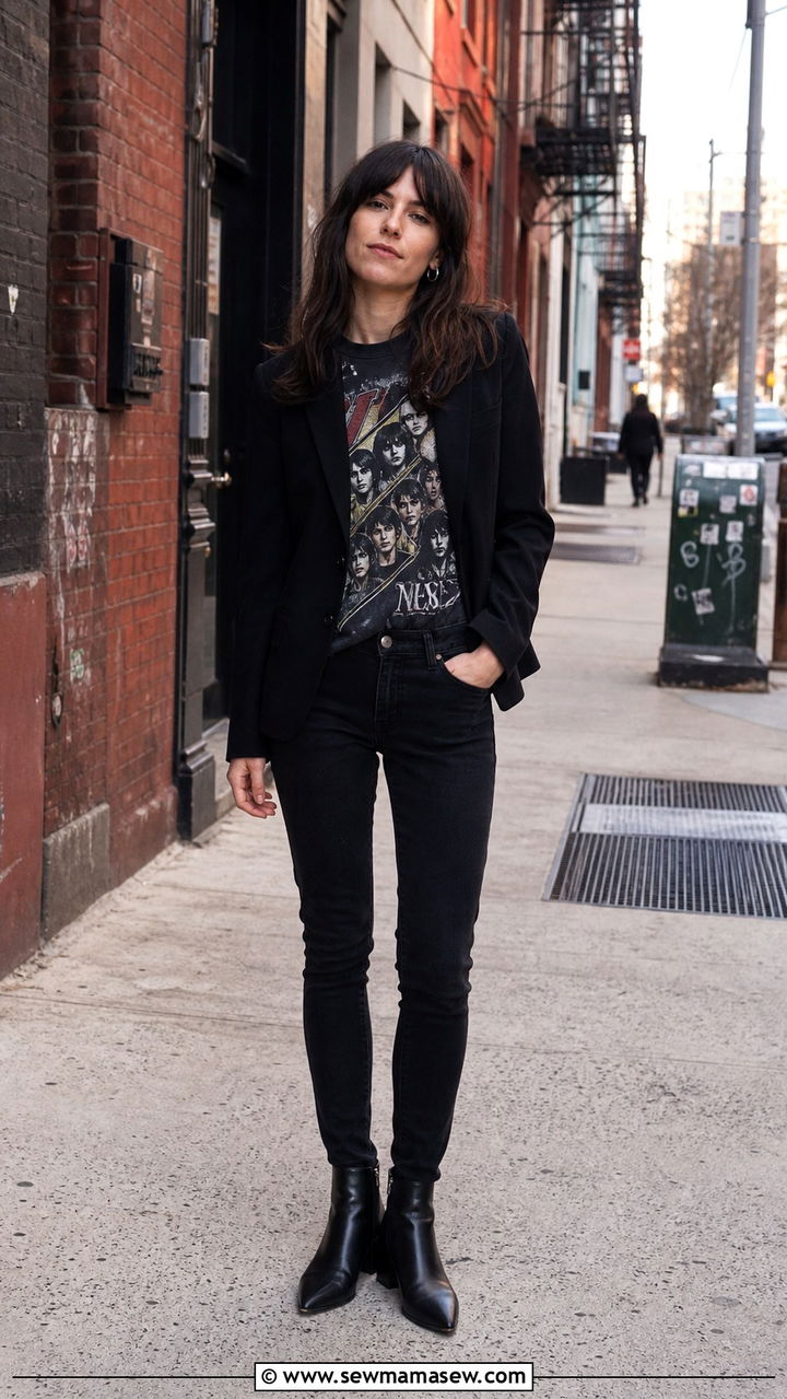 Blazer and Graphic Tee Outfit New York - 40 New York outfit ideas