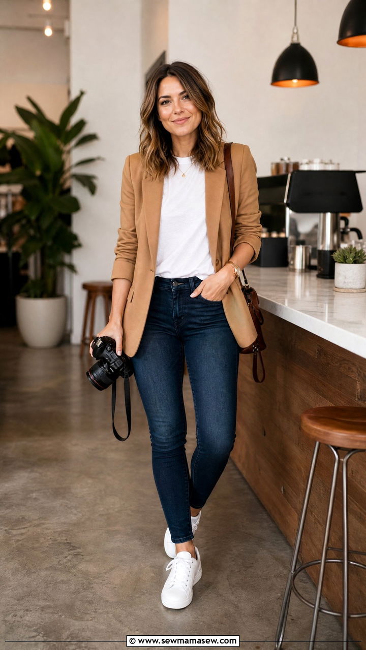 Blazer and Jeans Photographer Outfit - 25 Photographer outfit ideas for work