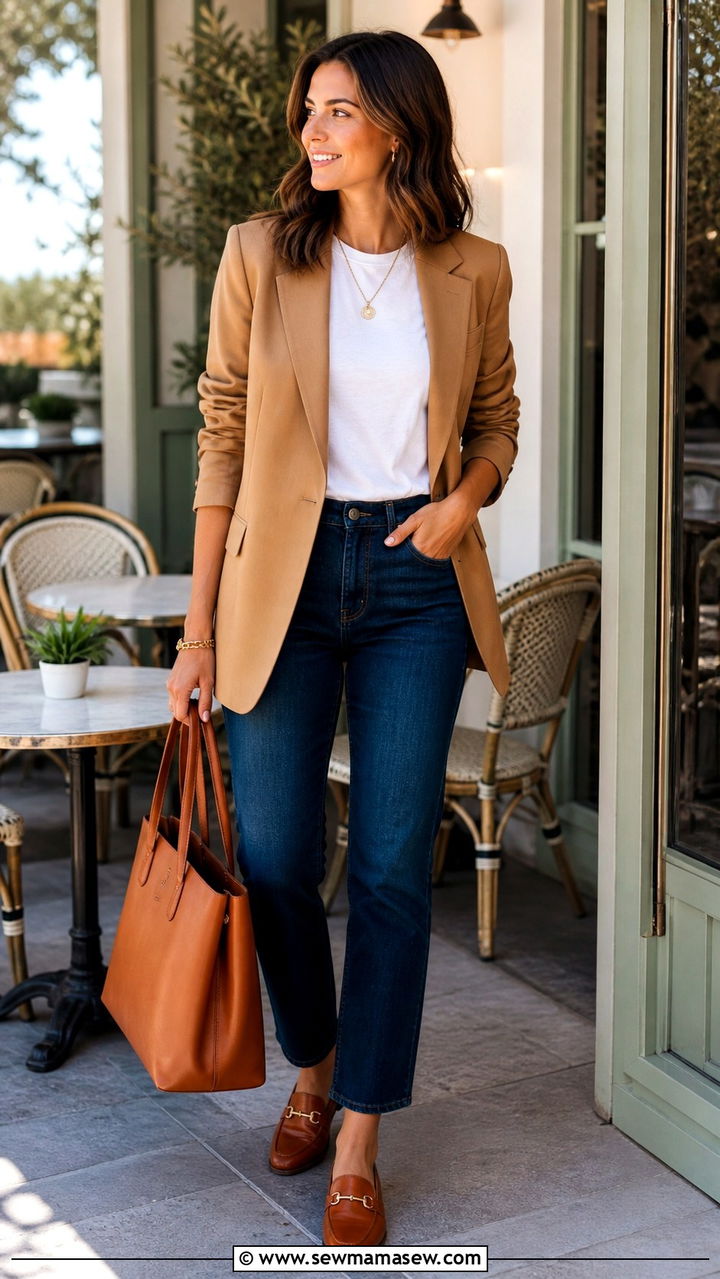 Blazer and Jeans with Loafers - 40 weekend outfit ideas for women
