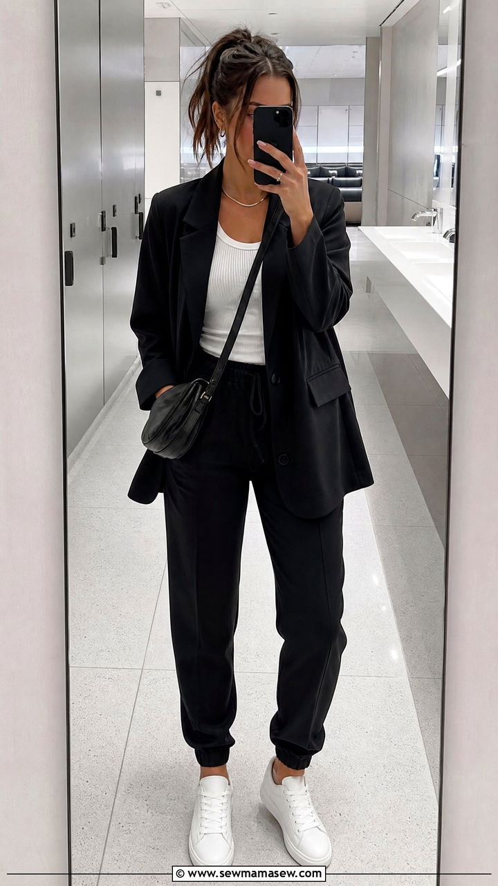 Blazer and Jogger Matching Set Airport Outfit - 30 Matching set outfit ideas for airport