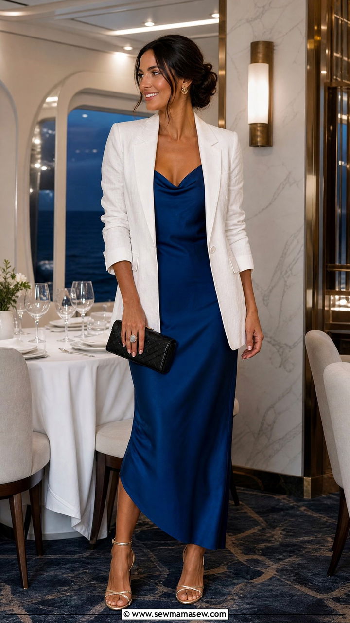 Blazer and Slip Dress Evening Outfit - 25 Caribbean cruise outfit ideas
