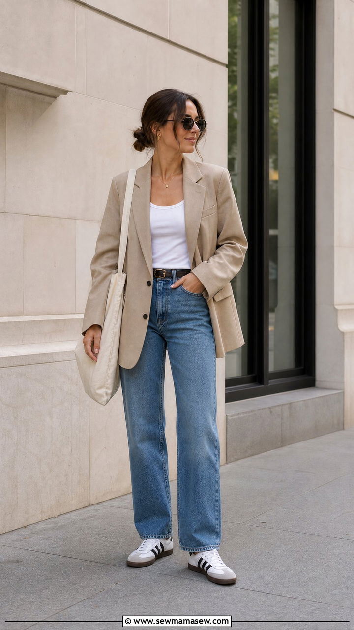 Blazer and Sneakers Outfit Women - 35 how to style sneaker outfits