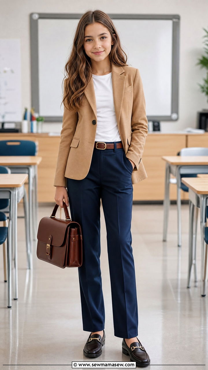 Blazer and Straight Leg Trousers Outfit - 30 Tween outfit ideas aesthetic