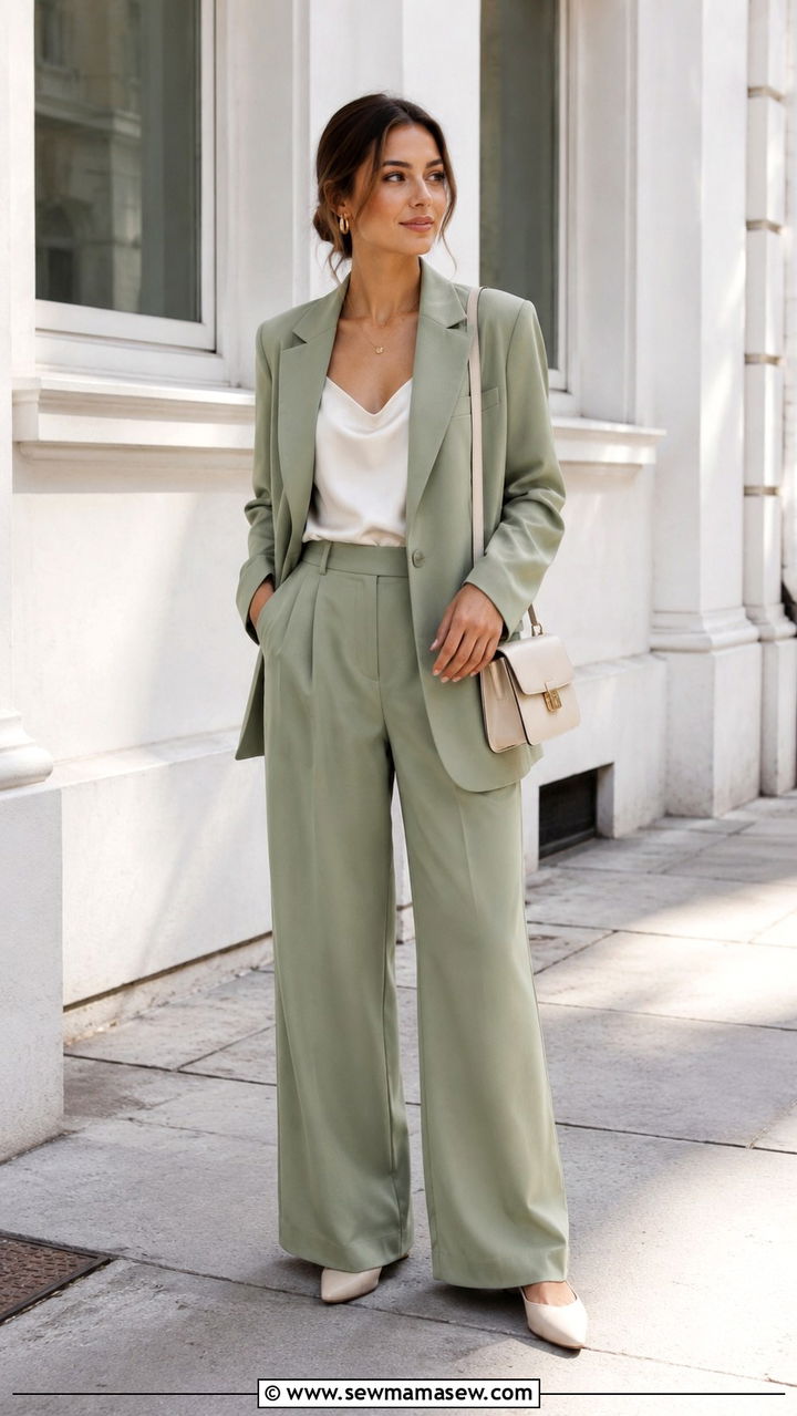 Blazer and Wide Leg Trousers - 25 Wedding guest outfit ideas for college girls