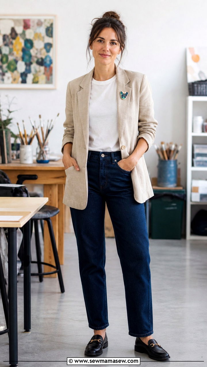 Blazer and jeans art teacher outfit - 20 Art teacher outfit ideas