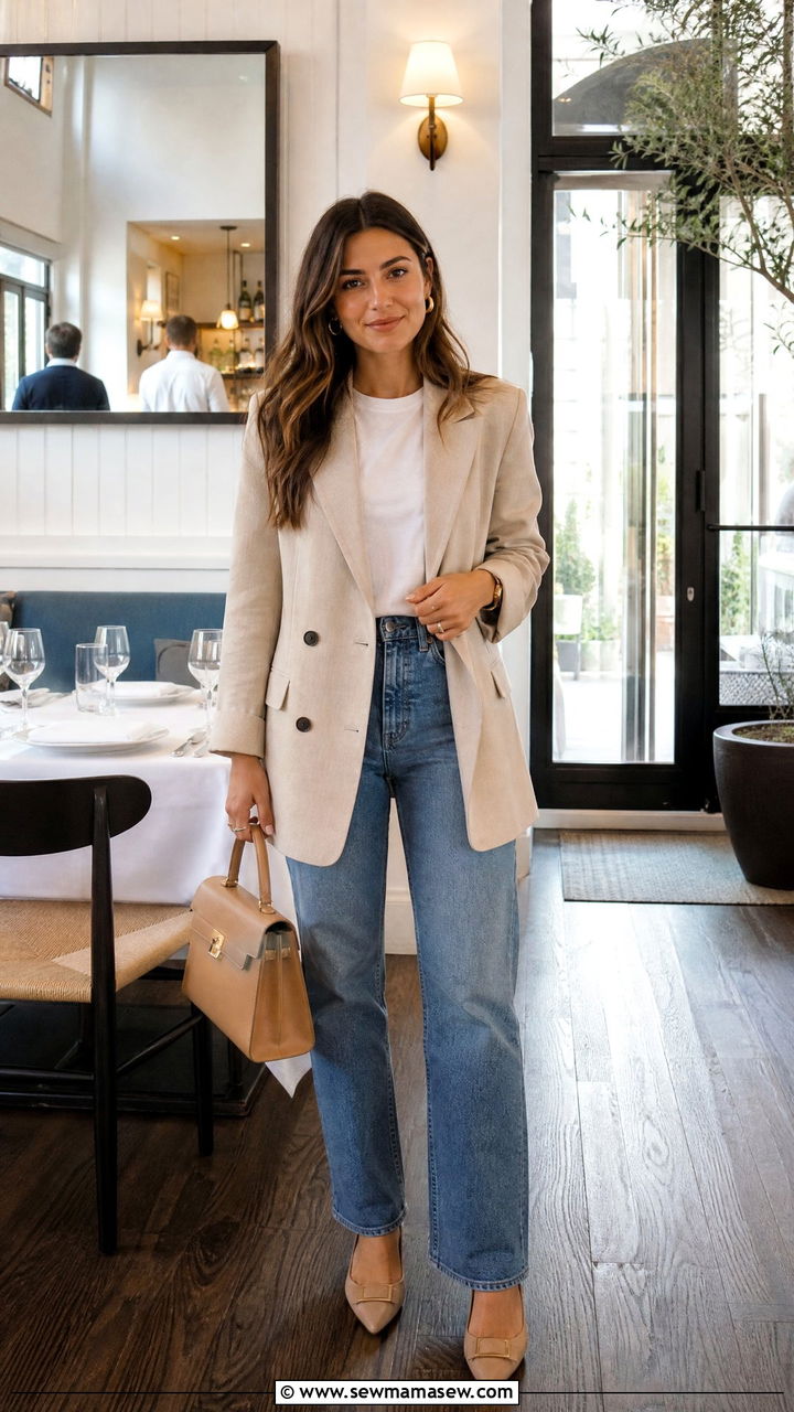 Blazer and jeans outfit - 25 casual birthday outfits