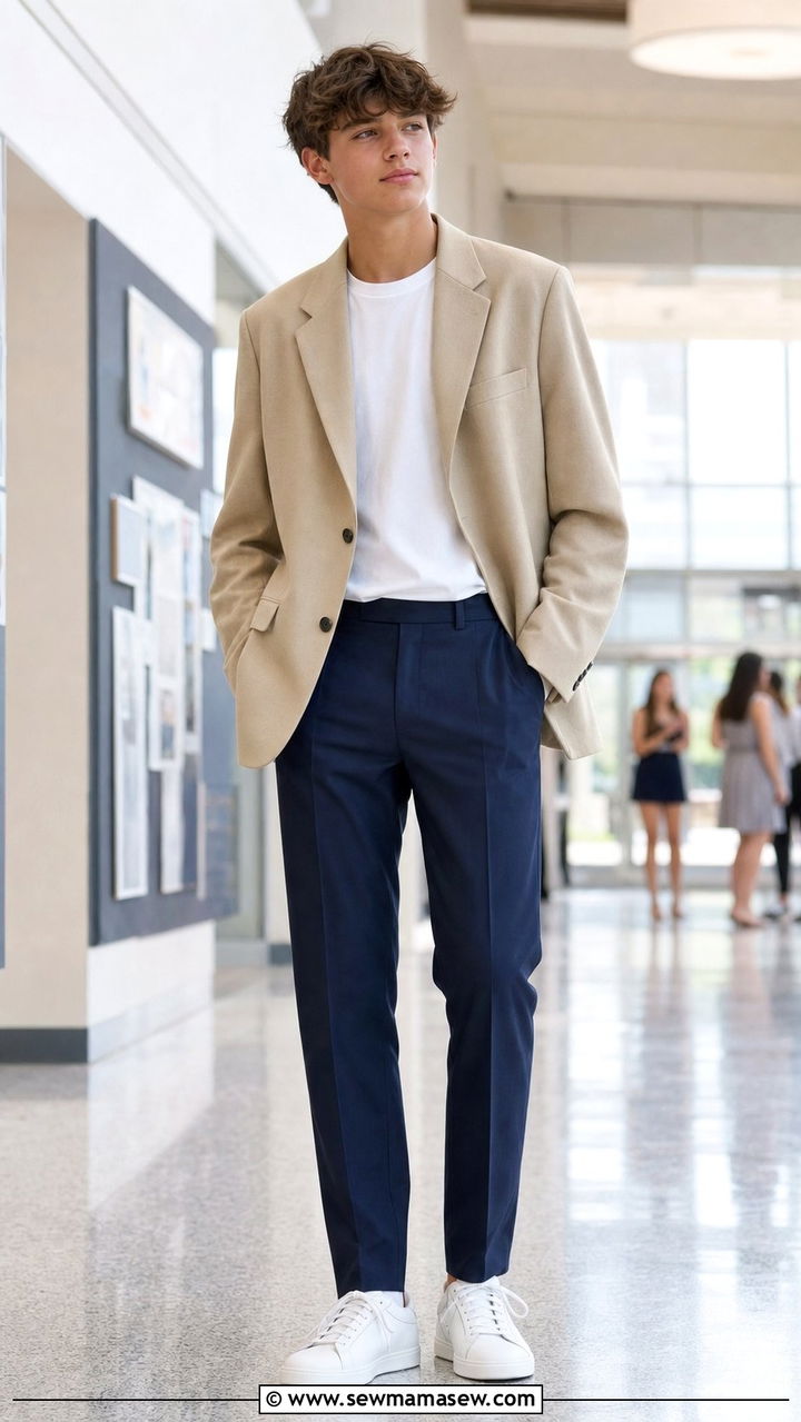 Blazer and tailored trousers outfit high school - 35 Back to school outfit ideas 9th grade