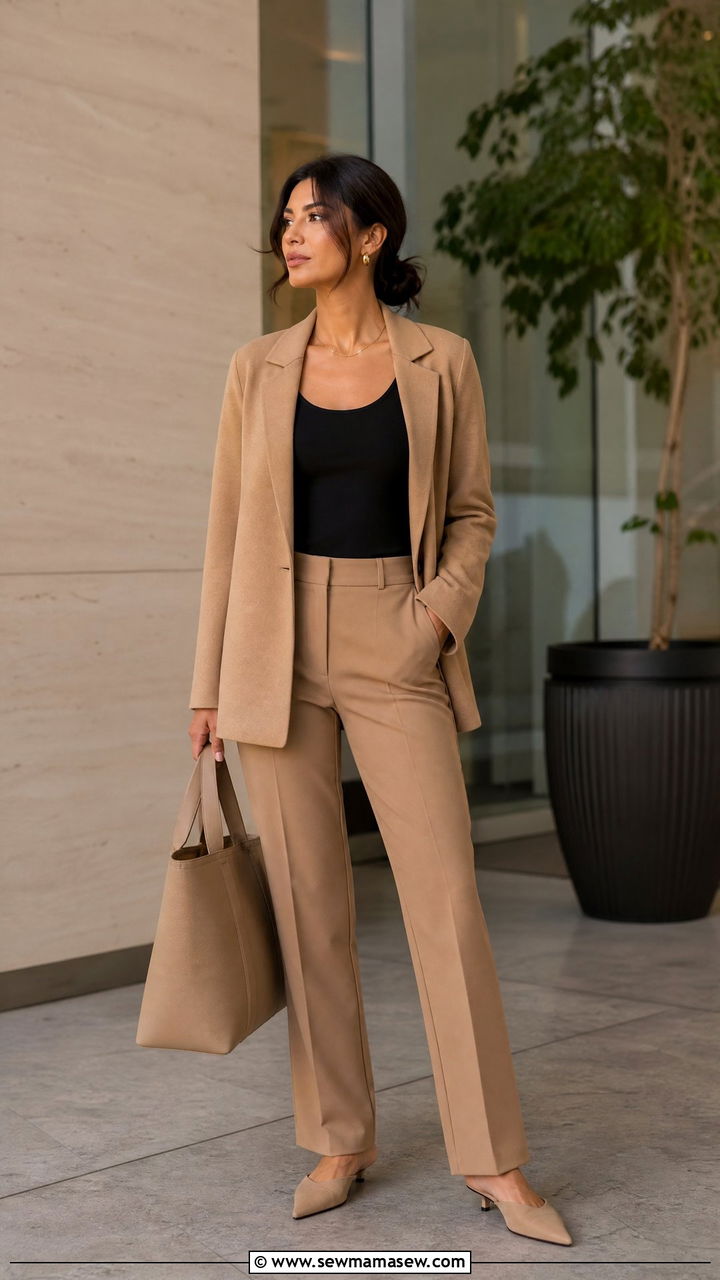 Blazer and trousers outfit for makeup artists - 30 Makeup artist outfit ideas