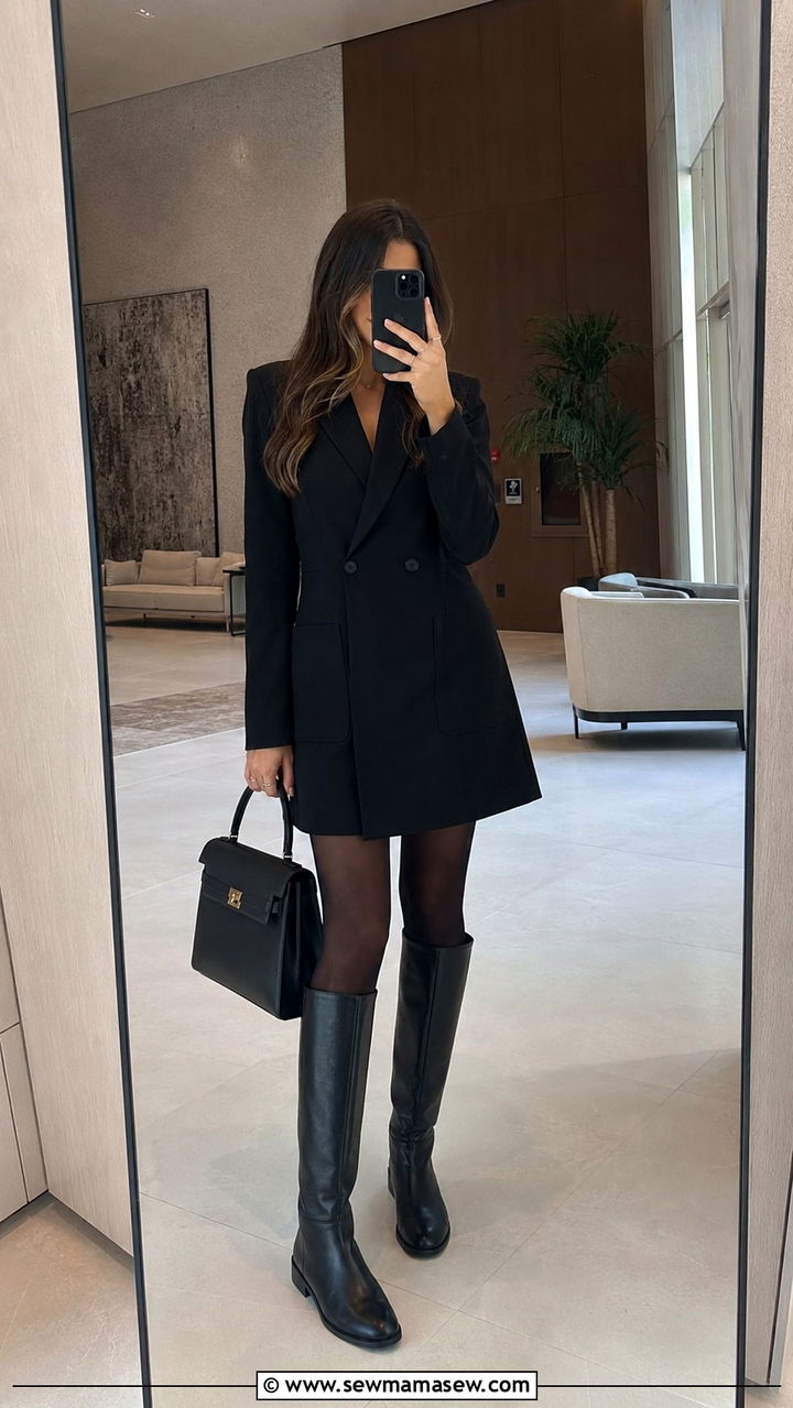 Blazer dress and knee high boots outfit - 25 Urban planner outfit ideas