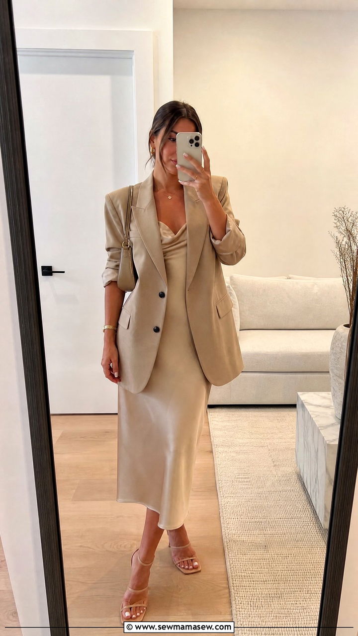 Blazer over a slip dress - 35 how to style blazer