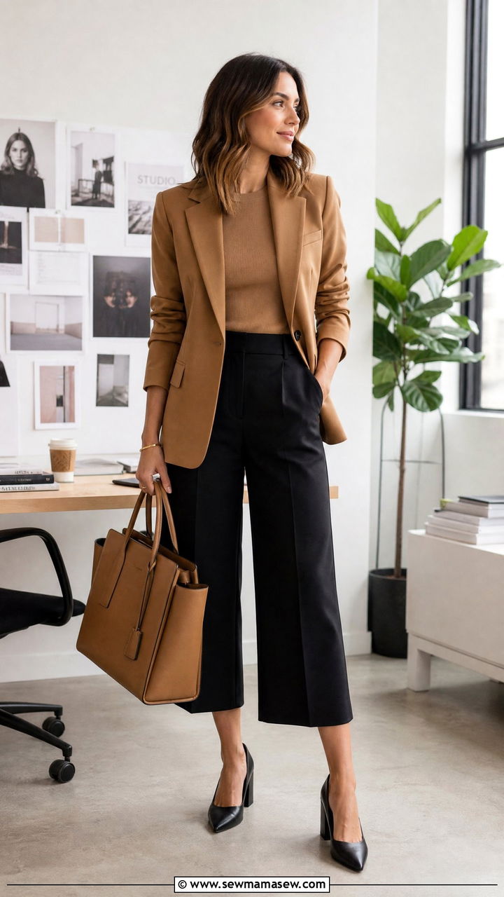 Blazer with Culottes Office Outfit - 25 Business casual outfits with blazer