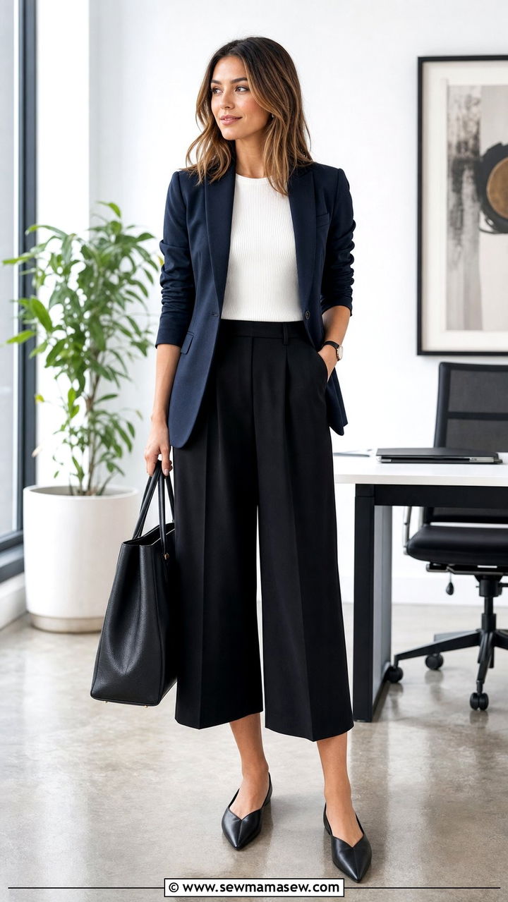 Blazer with Culottes Summer Outfit - 25 summer blazer outfit ideas