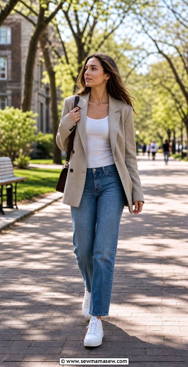 Blazer with Jeans Outfit College - 35 casual college outfits