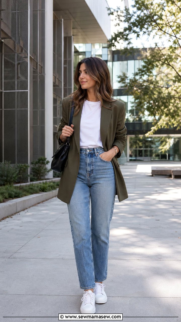 Blazer with Jeans and a T Shirt School Outfit - 35 back to school outfits Pinterest