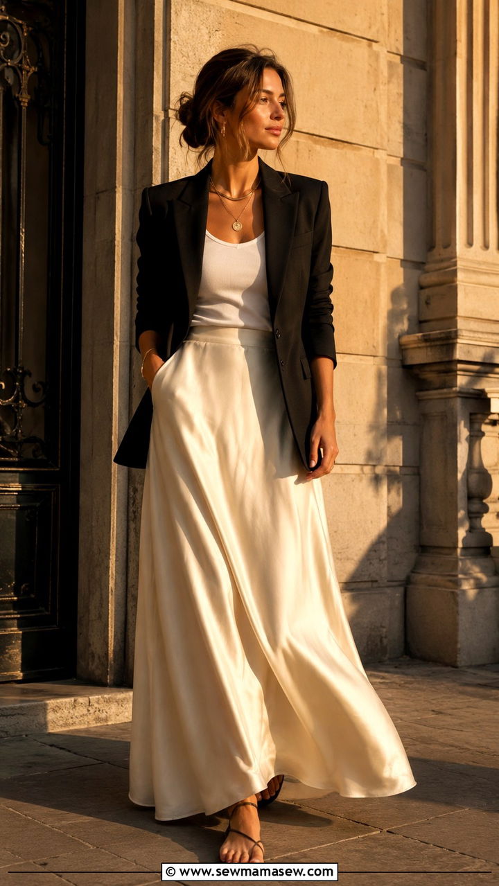 Blazer with Maxi Skirt Outfit - 25 blazer outfits inspo
