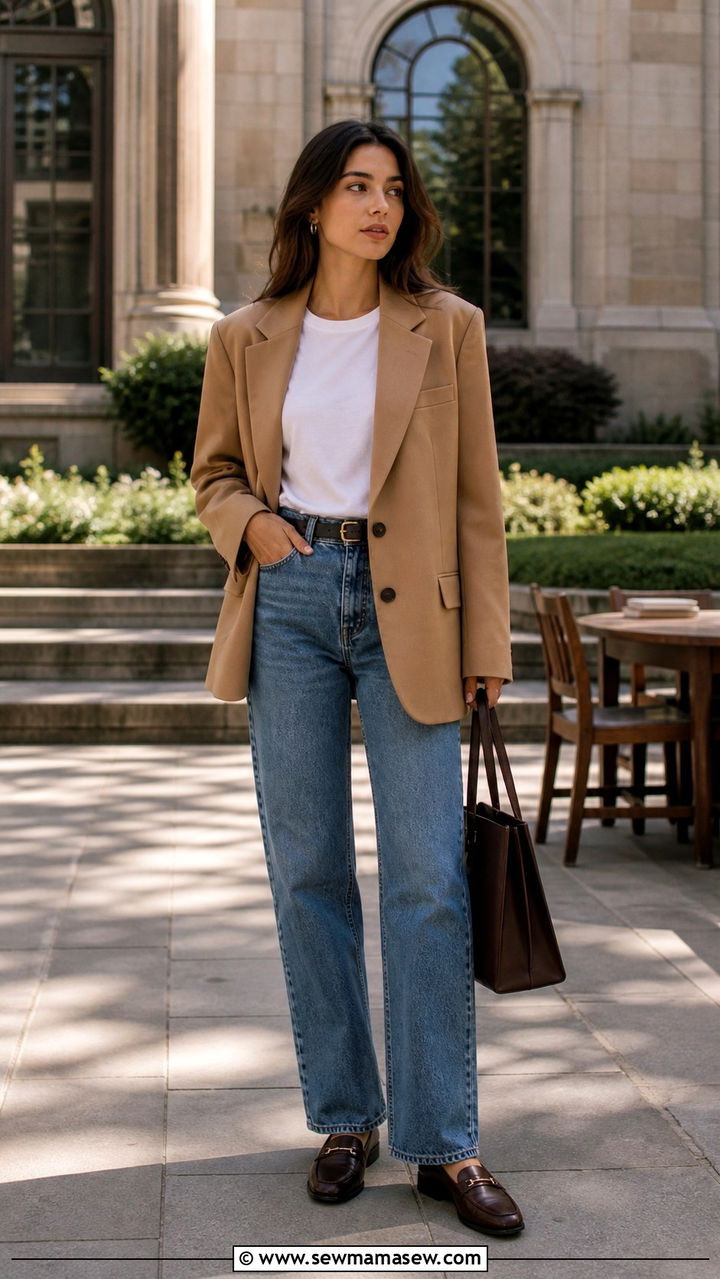 Blazer with Straight Leg Jeans - 40 college outfits
