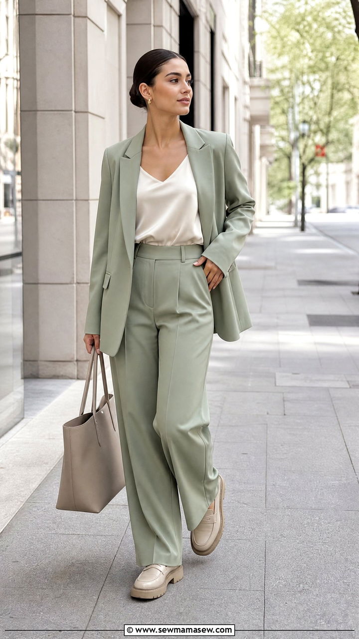 Blazer with Tailored Trousers Outfit - 30 modest classy outfits ideas