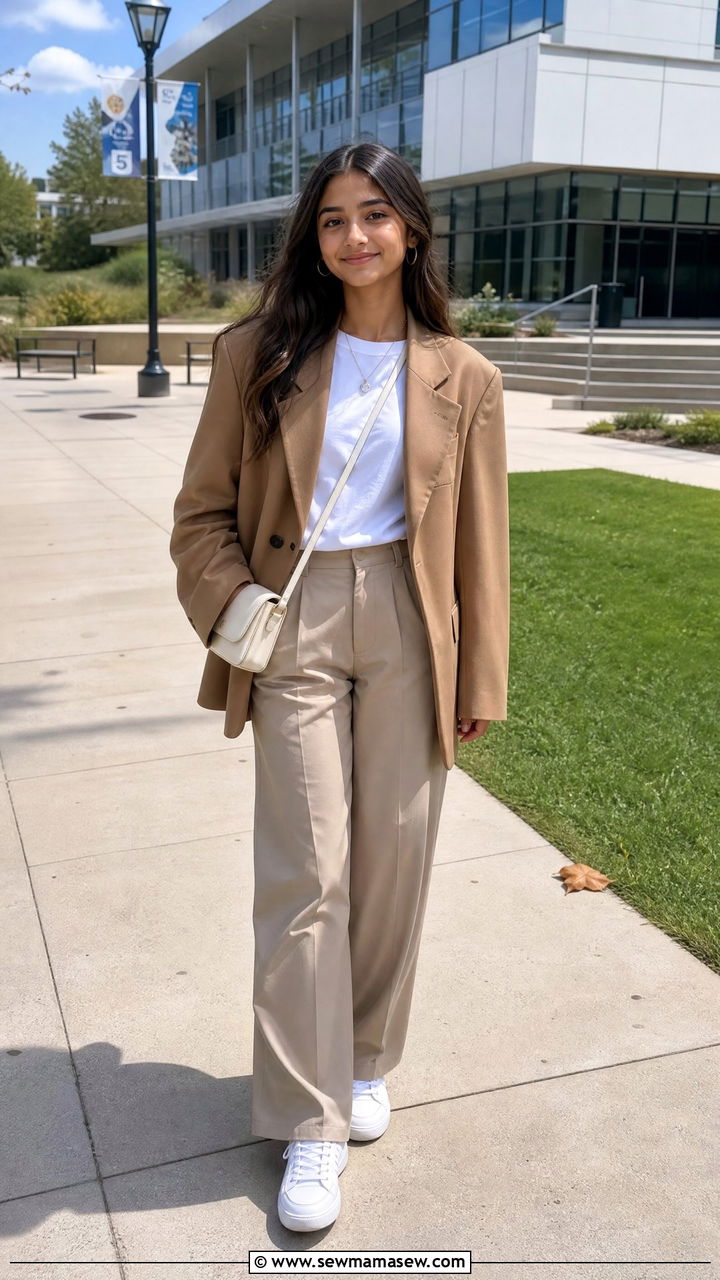 Blazer with Trousers and Sneakers - 30 Cute outfits for teens