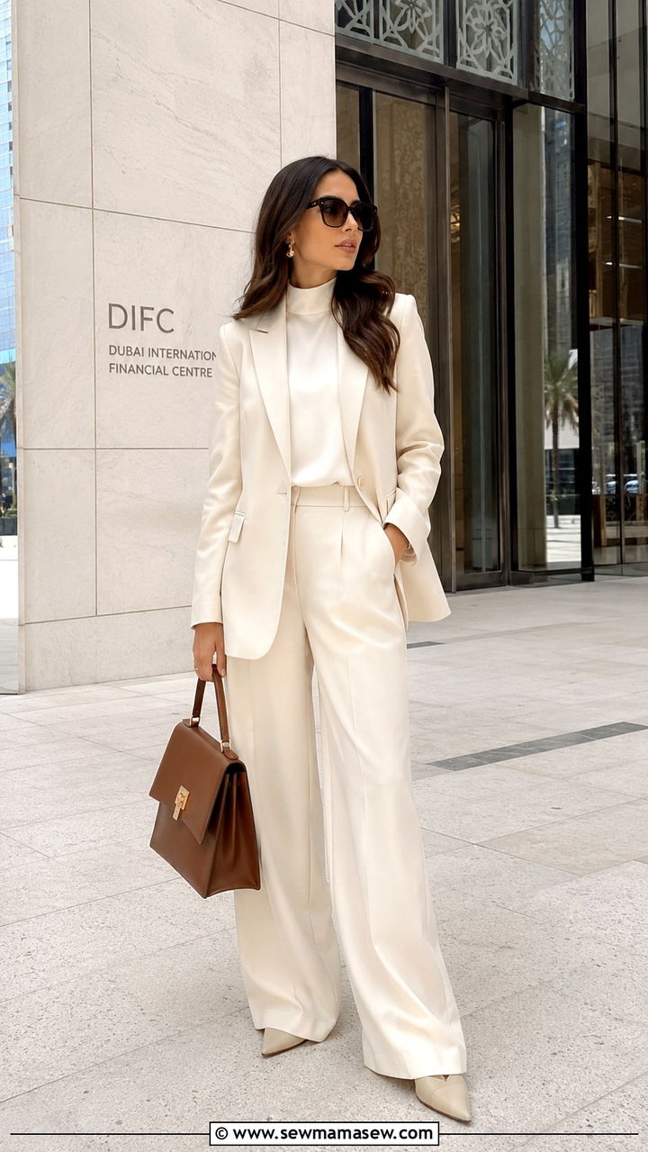 Blazer with Wide Leg Trousers Dubai Work - 30 Dubai outfit ideas modest