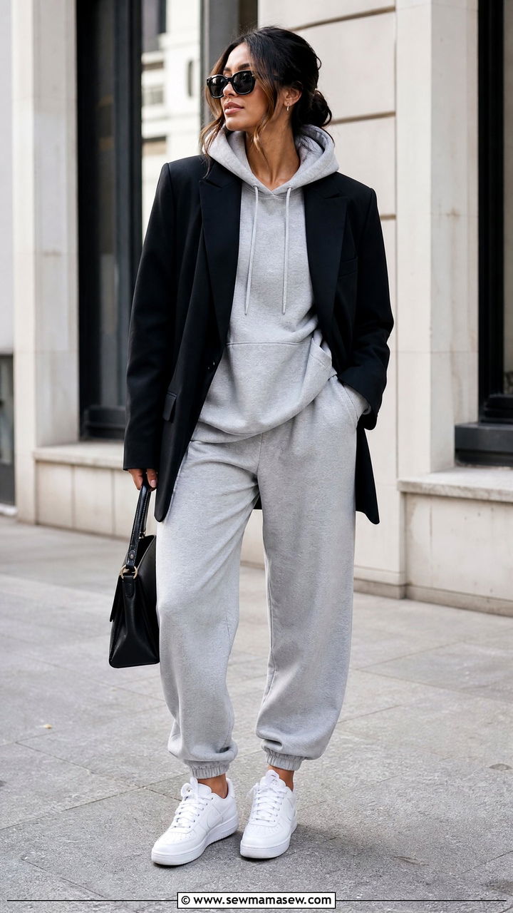 Blazer with a hoodie and joggers - 35 how to style blazer