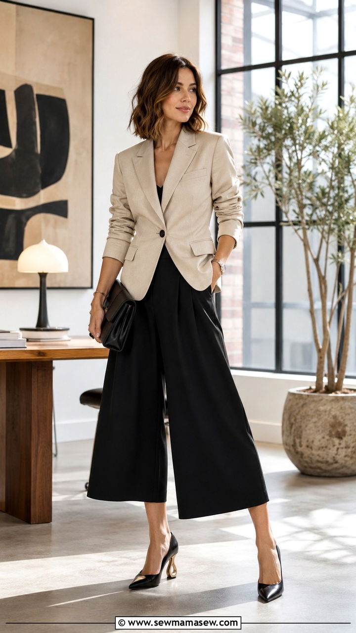Blazer with culottes - 30 Office outfits with blazer