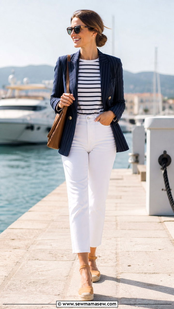 Blazer with white jeans and espadrilles - 40 blazer outfits for women