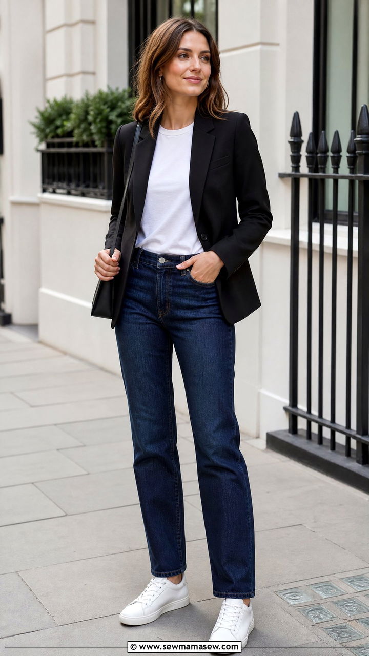 Blazer with white tee and jeans - 35 how to style blazer