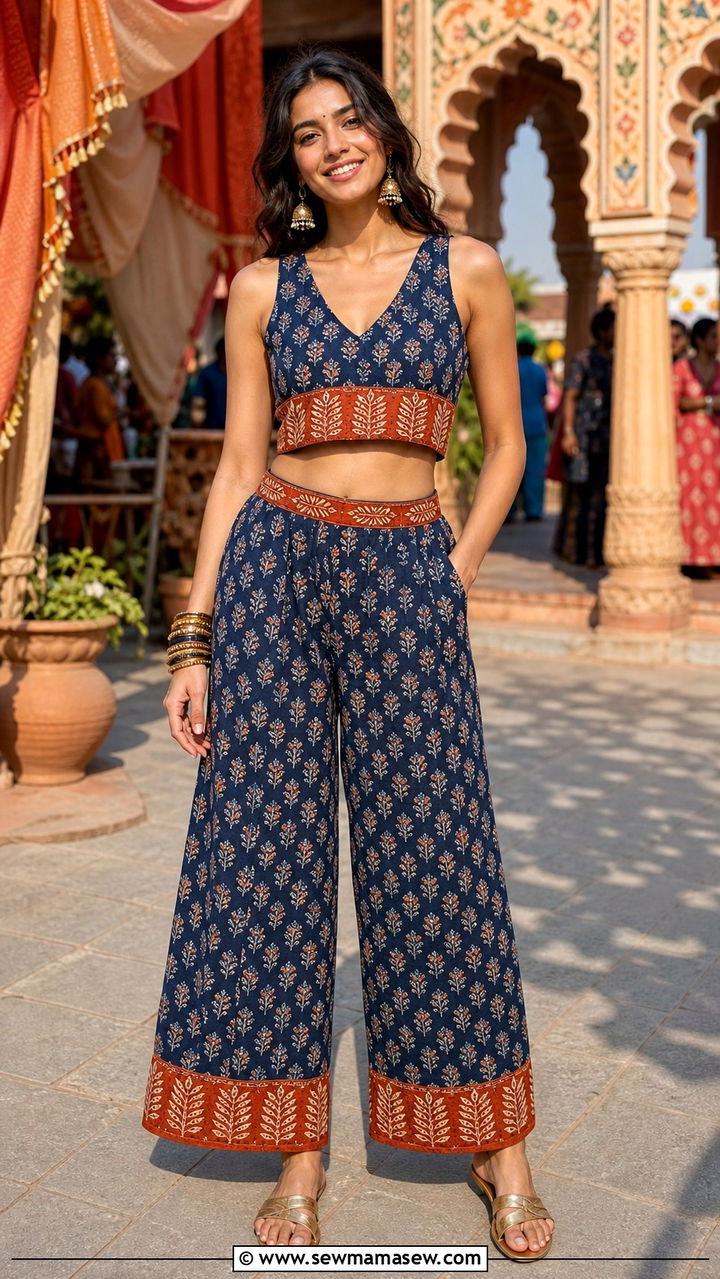 Block Print Co Ord Set With Jhumka Earrings - 40 festival outfits 2026