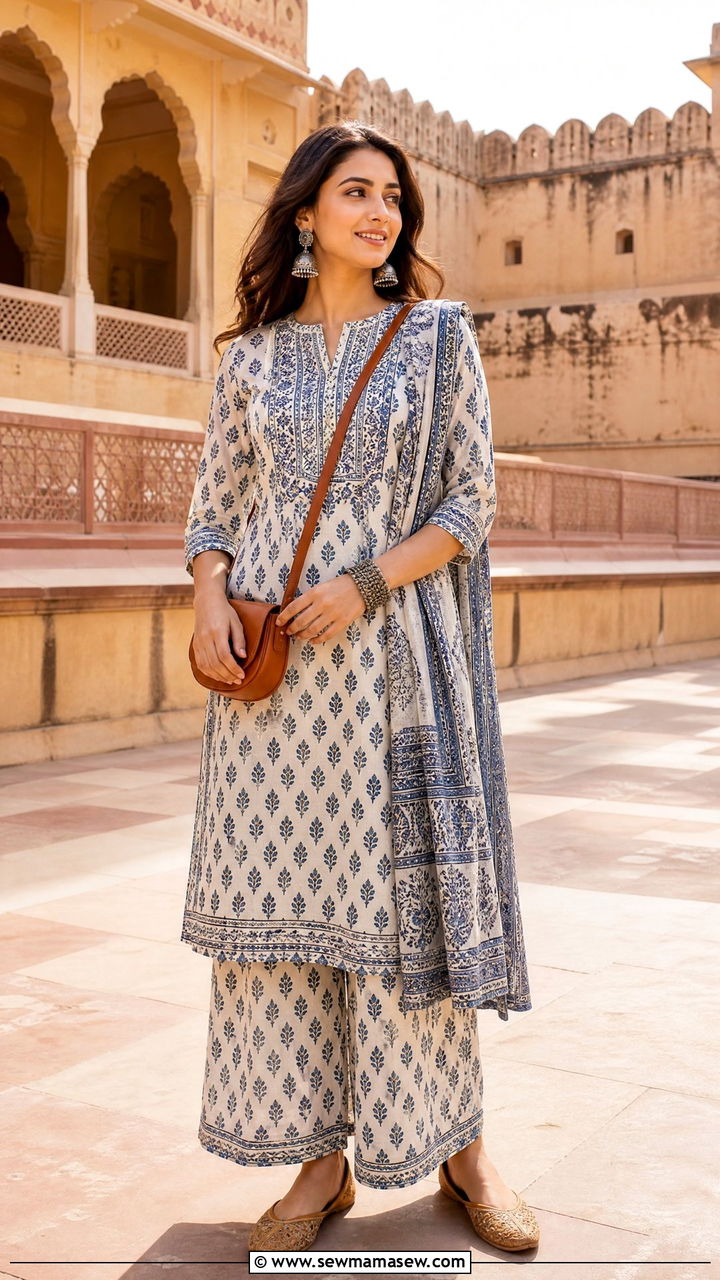 Block Print Kurta Set with Palazzo Pants - 25 Jaipur outfit ideas