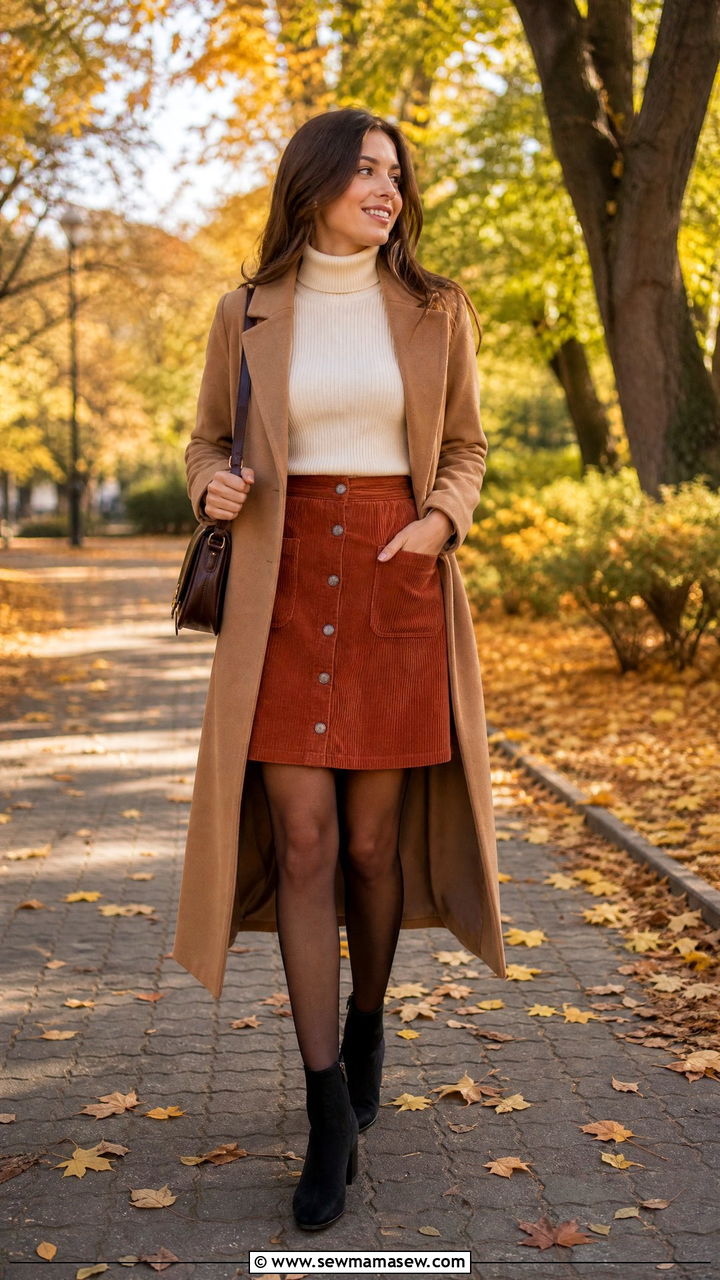 Block heel ankle boots with A line skirt outfit - 35 How to style ankle boots