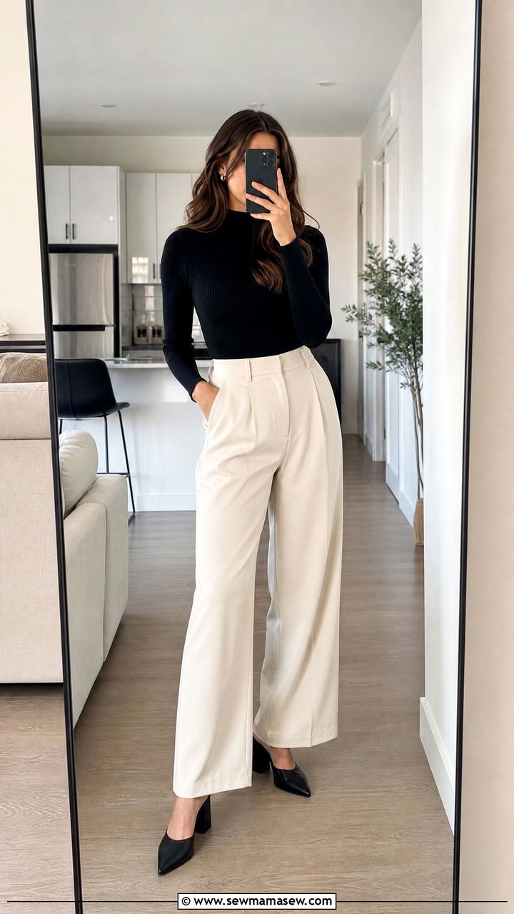 Block heel mules with wide leg pants - 25 How to style block heels