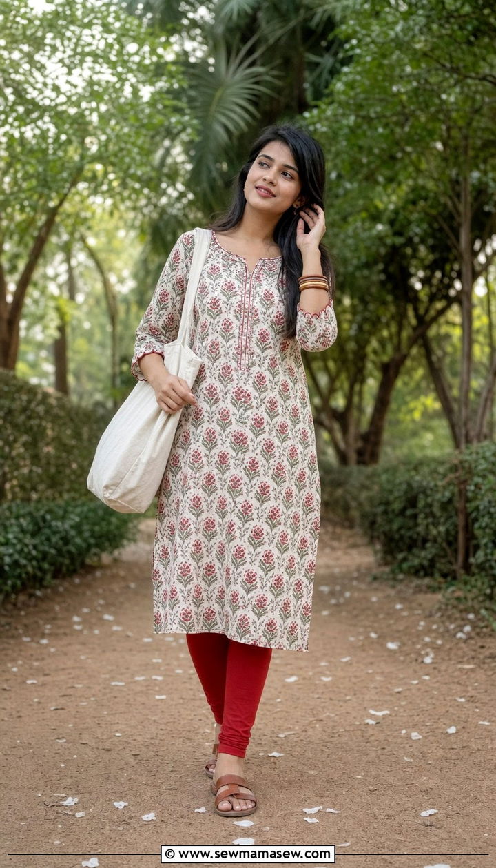 Block print kurta with leggings Eid - 25 Eid outfit ideas for little girls